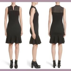 NWT $1190 Akris Punto Lace Yoke Jersey Dress in Black [SZ 8 US‎ ]
